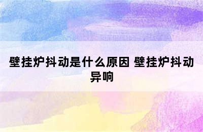 壁挂炉抖动是什么原因 壁挂炉抖动异响